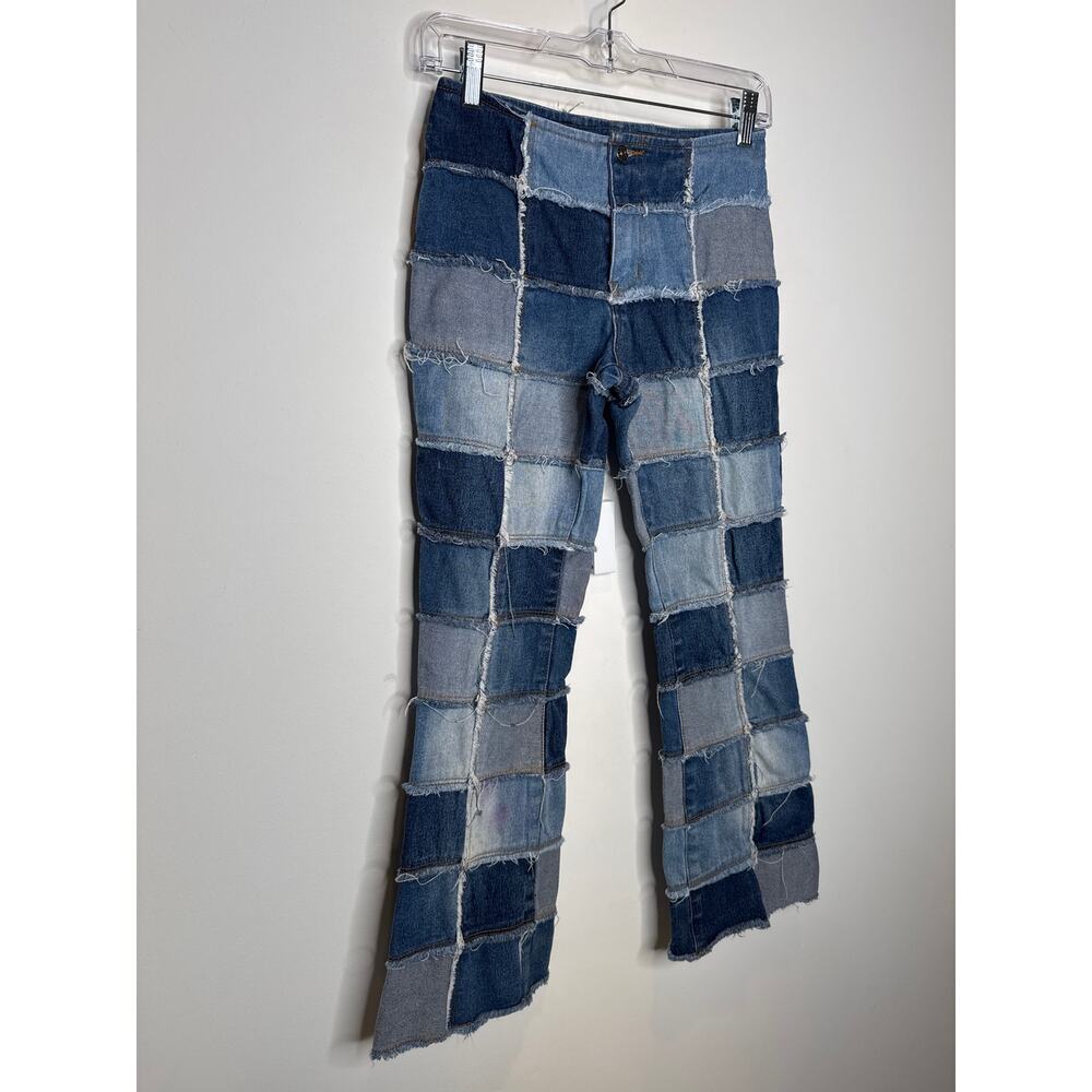 Y2K Zana-Di Patchwork Flare Jeans Low Rise Stretch Denim 26” Waist - Picture 8 of 13